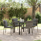 Garden Dining Set with Cushion 5 pcs Grey Poly Rattan