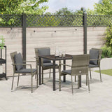 Garden Dining Set with Cushion 5 pcs Grey Poly Rattan