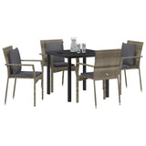 Garden Dining Set with Cushion 5 pcs Grey Poly Rattan