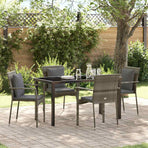 Garden Dining Set 5 pcs Grey Poly Rattan