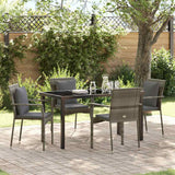 Garden Dining Set with Cushion 5 pcs Grey Poly Rattan