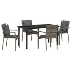 Garden Dining Set 5 pcs Grey Poly Rattan