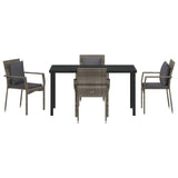 Garden Dining Set with Cushion 5 pcs Grey Poly Rattan - Close-Up Angle
