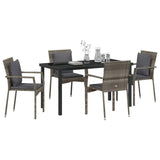 Garden Dining Set with Cushion 5 pcs Grey Poly Rattan - Side View