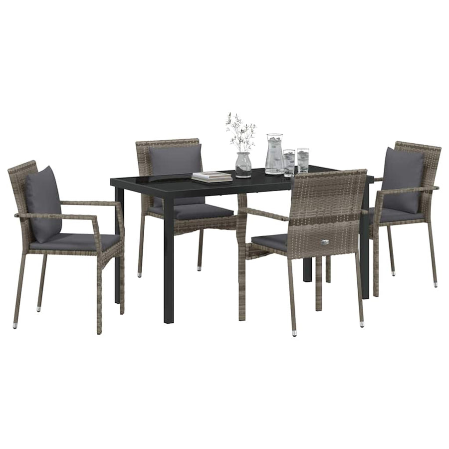 Garden Dining Set 5 pcs Grey Poly Rattan