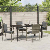Garden Dining Set with Cushion 5 pcs Grey Poly Rattan