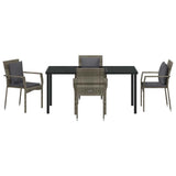 Garden Dining Set with Cushion 5 pcs Grey Poly Rattan