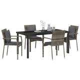 Garden Dining Set with Cushion 5 pcs Grey Poly Rattan - Side View