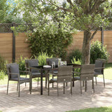 Garden Dining Set with Cushion 7 pcs Grey Poly Rattan