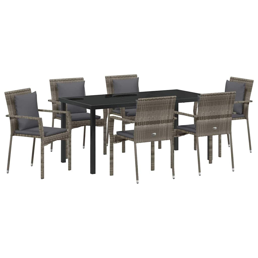Garden Dining Set 7 pcs Grey Poly Rattan