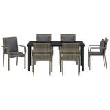 Garden Dining Set with Cushion 7 pcs Grey Poly Rattan