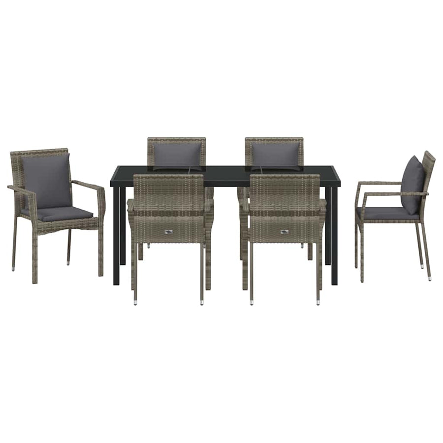 Garden Dining Set 7 pcs Grey Poly Rattan