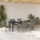 Garden Dining Set with Cushion 7 pcs Grey Poly Rattan - Top-Down View