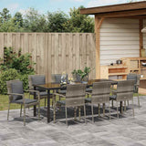 Garden Dining Set 9 pcs Grey Poly Rattan - Top-Down View