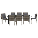 Garden Dining Set 9 pcs Grey Poly Rattan
