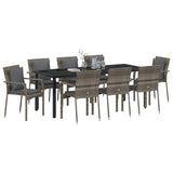 Garden Dining Set 9 pcs Grey Poly Rattan - Side View