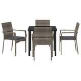 Garden Dining Set with Cushion 5 pcs Grey Poly Rattan