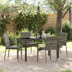 Garden Dining Set 5 pcs Grey Poly Rattan