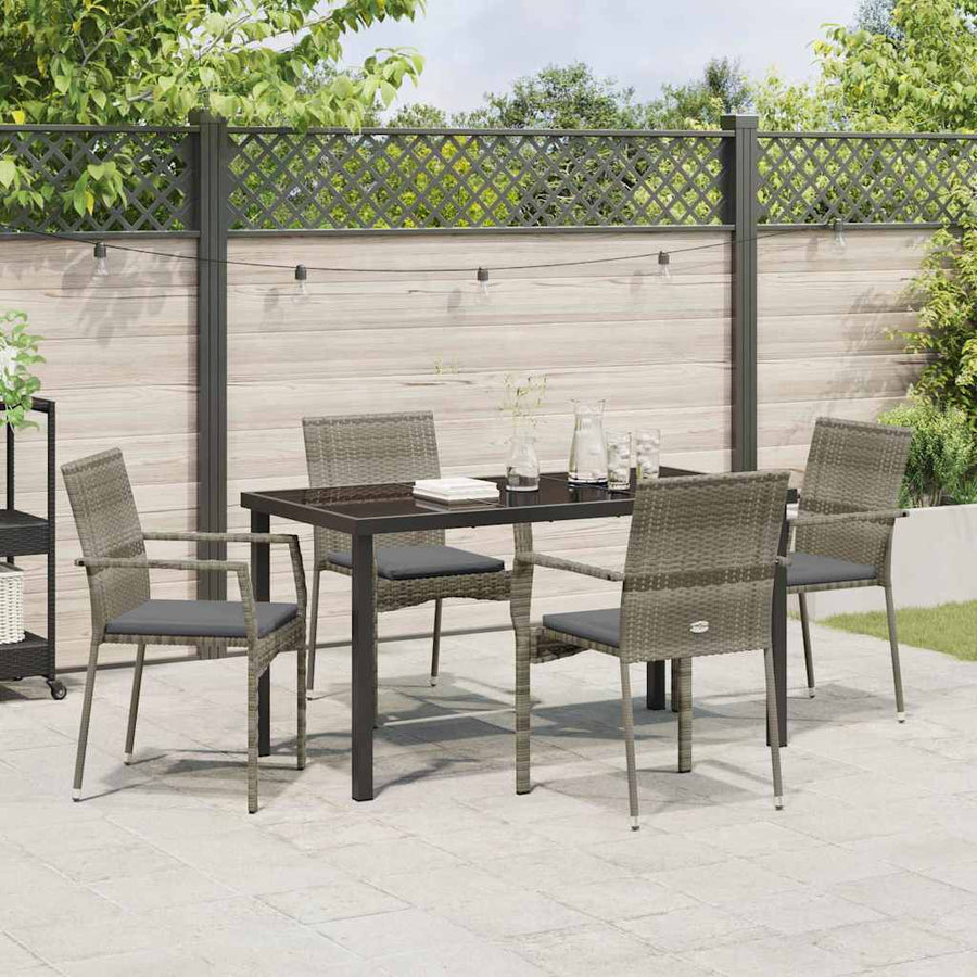 Garden Dining Set 5 pcs Grey Poly Rattan