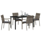 Garden Dining Set with Cushion 5 pcs Grey Poly Rattan - Side View