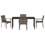 Garden Dining Set with Cushion 5 pcs Grey Poly Rattan