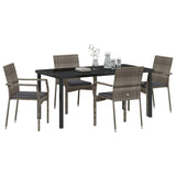 Garden Dining Set with Cushion 5 pcs Grey Poly Rattan