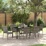 Garden Dining Set with Cushion 7 pcs Grey Poly Rattan