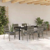 Garden Dining Set with Cushion 7 pcs Grey Poly Rattan - Top-Down View