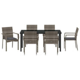 Garden Dining Set with Cushion 7 pcs Grey Poly Rattan - Close-Up Angle
