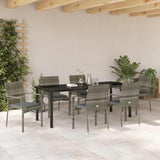 Garden Dining Set with Cushion 7 pcs Grey Poly Rattan