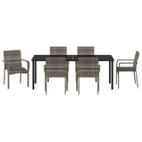 Garden Dining Set with Cushion 7 pcs Grey Poly Rattan - Close-Up Angle