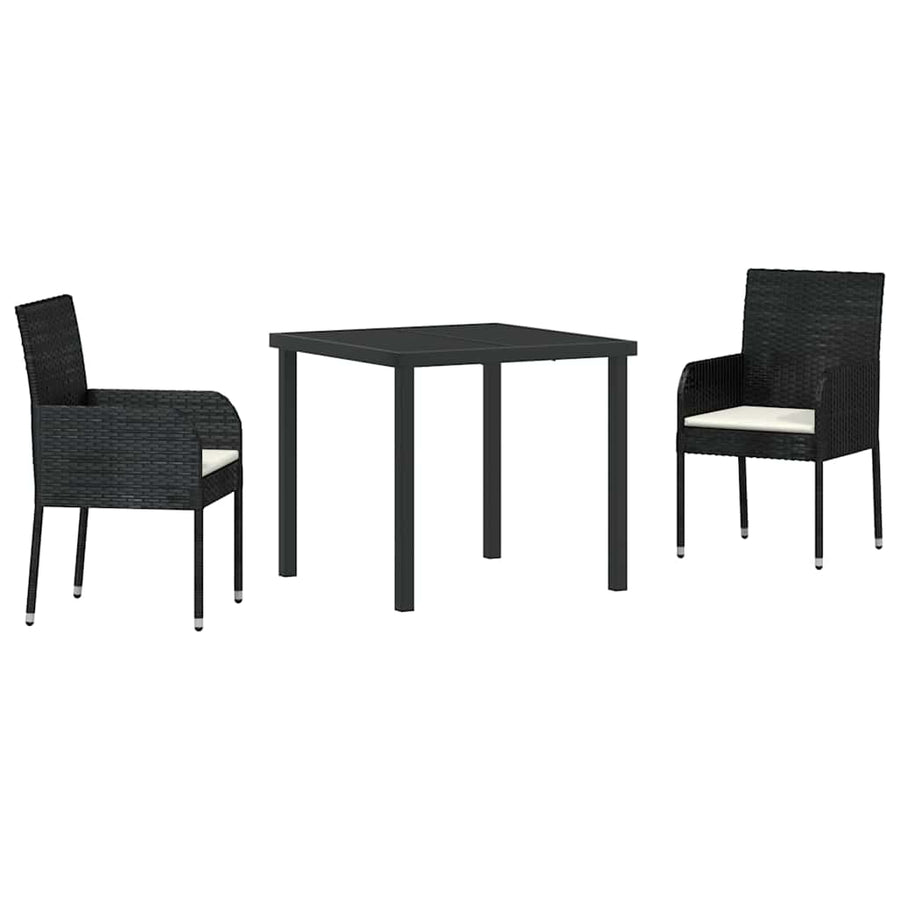 Garden Dining Set 3 pcs Black Poly Rattan