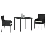 Garden Dining Set 3 pcs Black Poly Rattan