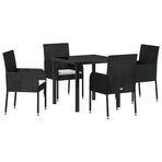 Garden Dining Set 5 pcs Black Poly Rattan