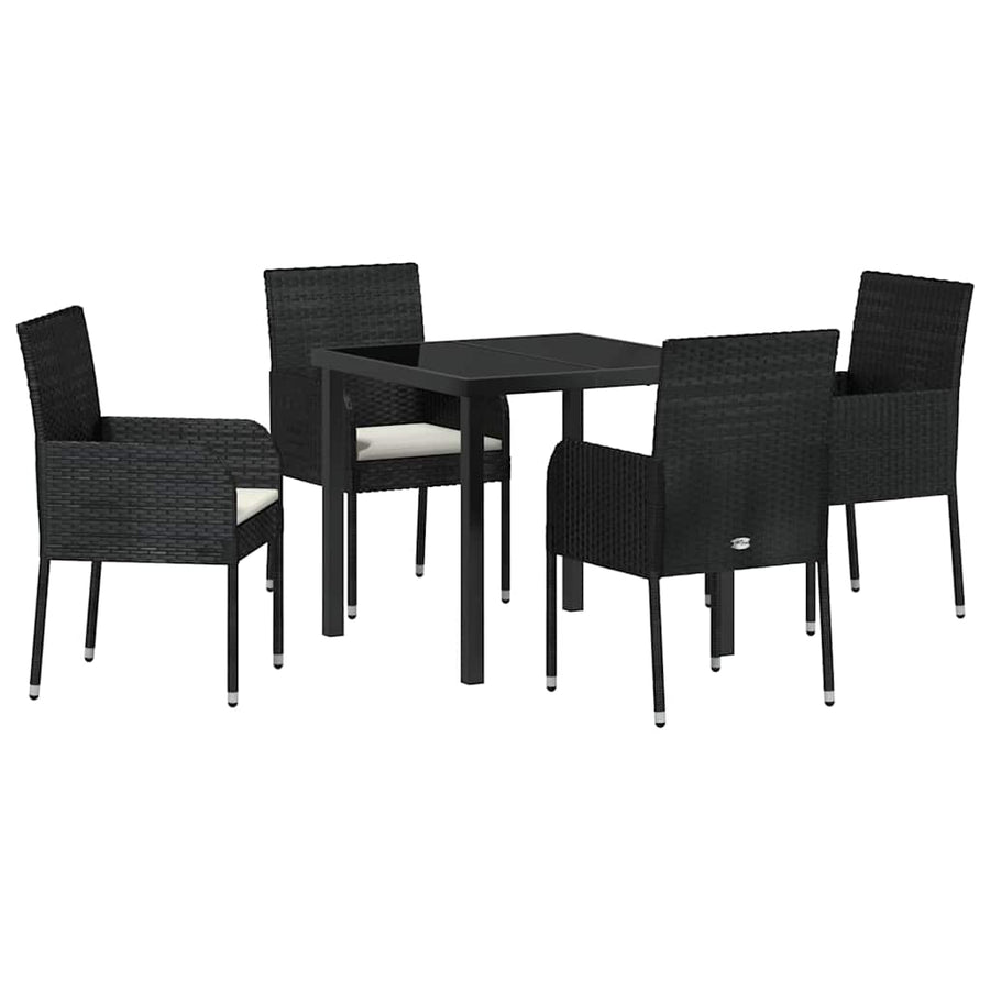 Garden Dining Set 5 pcs Black Poly Rattan