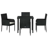 Garden Dining Set with Cushion 5 pcs Black Poly Rattan - Close-Up Angle