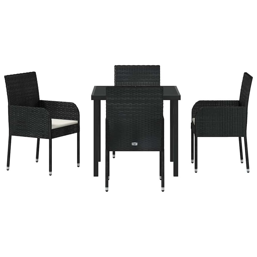 Garden Dining Set 5 pcs Black Poly Rattan