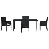 Garden Dining Set with Cushion 5 pcs Black Poly Rattan - Close-Up Angle