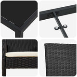 Garden Dining Set with Cushion 7 pcs Black Poly Rattan