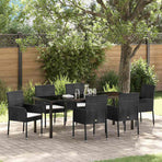 Garden Dining Set 7 pcs Black Poly Rattan