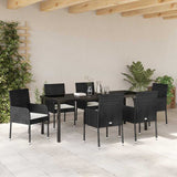 Garden Dining Set with Cushion 7 pcs Black Poly Rattan - Top-Down View