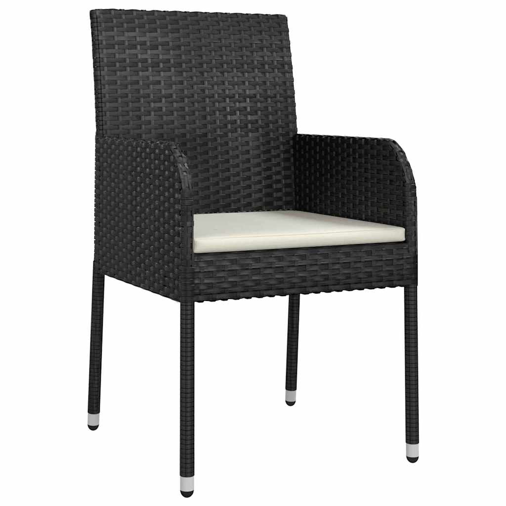 Garden Dining Set with Cushion 7 pcs Black Poly Rattan