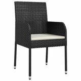Garden Dining Set with Cushion 9 pcs Black Poly Rattan