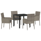 Garden Dining Set with Cushion 5 pcs Grey Poly Rattan