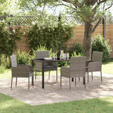 Garden Dining Set with Cushion 5 pcs Grey Poly Rattan