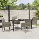 Garden Dining Set with Cushion 5 pcs Grey Poly Rattan - Top-Down View