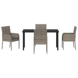 Garden Dining Set with Cushion 5 pcs Grey Poly Rattan
