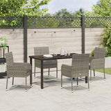 Garden Dining Set with Cushion 5 pcs Grey Poly Rattan - Top-Down View