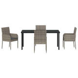 Garden Dining Set with Cushion 5 pcs Grey Poly Rattan - Close-Up Angle