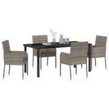 Garden Dining Set with Cushion 5 pcs Grey Poly Rattan